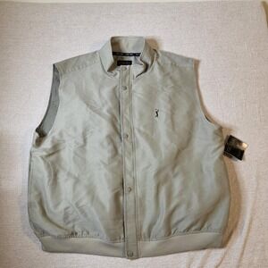 PGA TOUR Signature Collection Golf Vest XXL Khaki Green Snap Front
